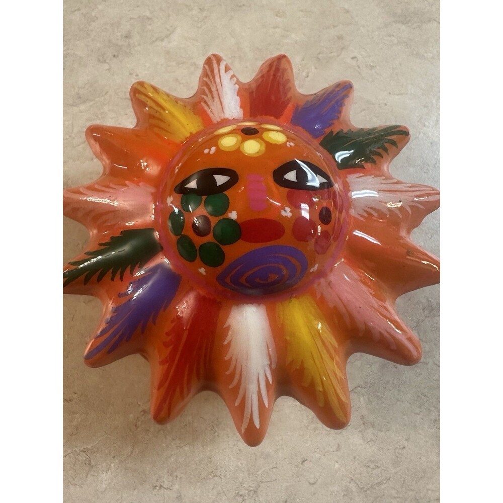 SUN JEWELRY BOX BANK HAND PAINTED CLAY